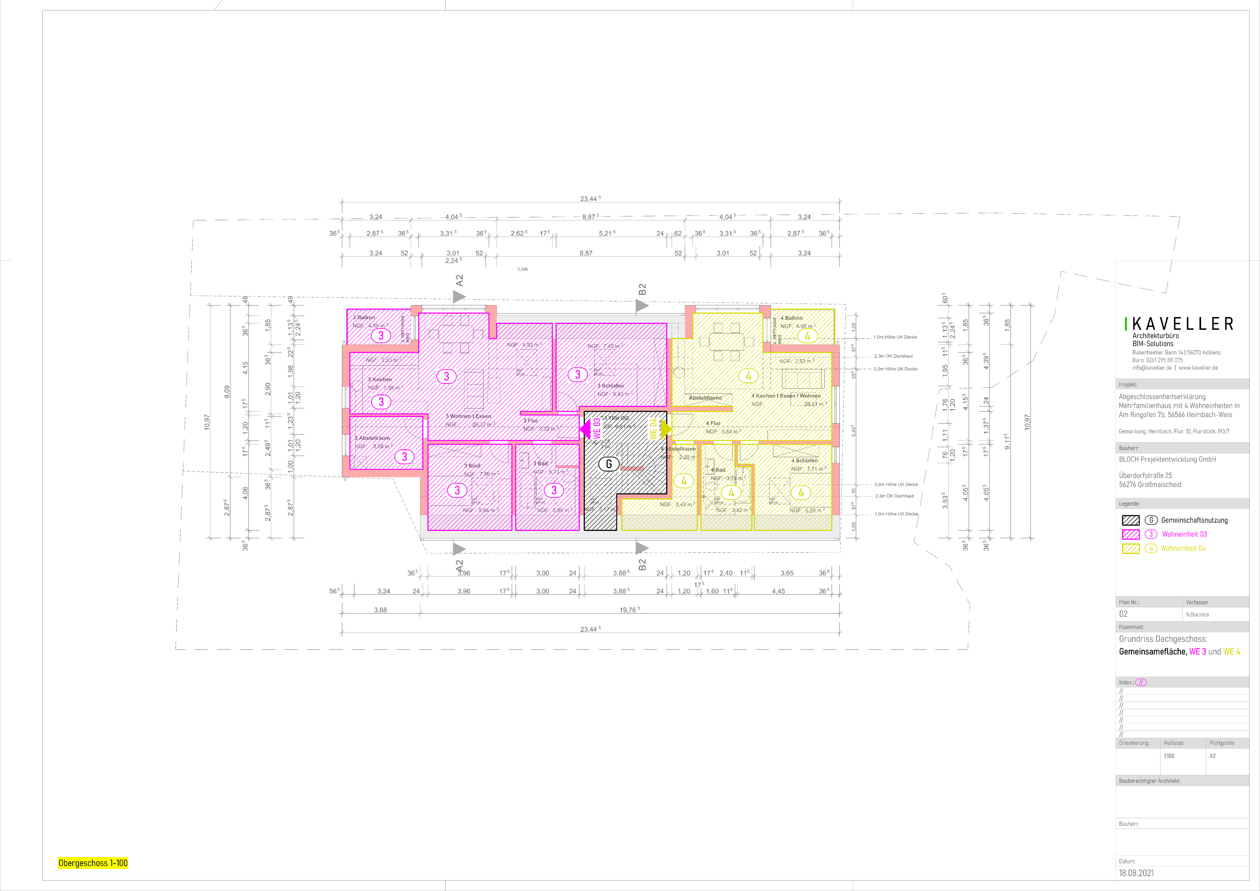 Aufteilungsplan Dachgeschoss 1:100
