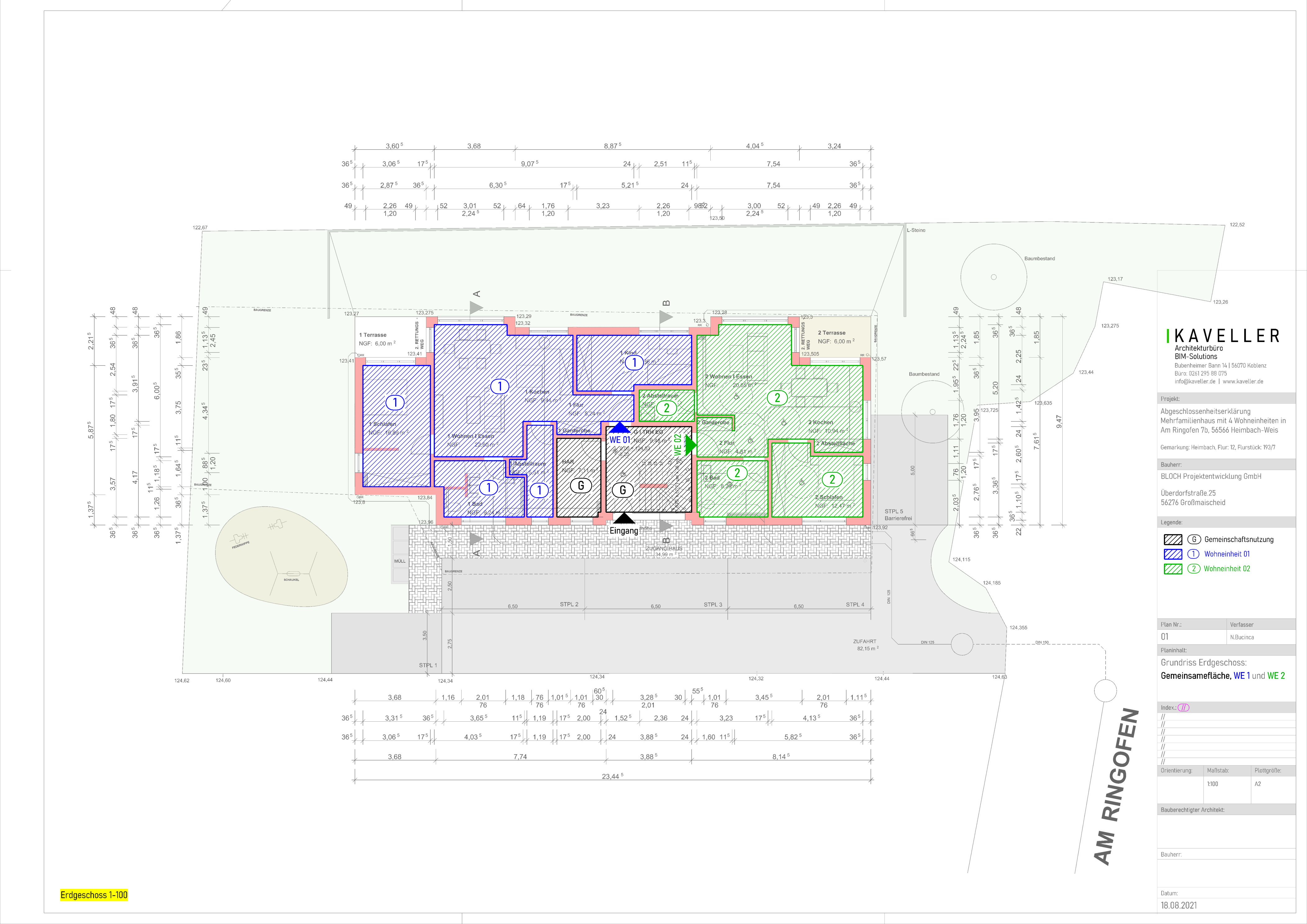 Aufteilungsplan Erdgeschoss 1:100